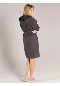 Am billigsten 🤩 TAUBERT Damen Piquée Bademantel Mit Kapuze Länge 100cm Anthra ✔️ -SCHIESSER SHOP unnamed file 1055