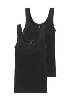 Auslauf 😍 SCHIESSER Unterhemd, 2er-Pack, Stickerei, Für Damen Schwarz 🎁