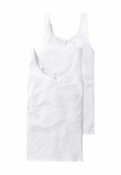 Bester Verkauf 😉 SCHIESSER Cotton Essentials Unterhemd, 2er-Pack, Stickerei, Für Damen Weiß 🔥