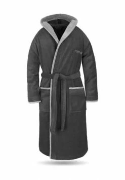 Budget 👍 Normani® Unisex Baumwoll-Bademantel Rob Schwarz/ Grau 🌟