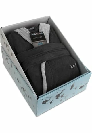 Budget 👍 Normani® Unisex Baumwoll-Bademantel Rob Schwarz/ Grau 🌟 6 Budget 👍 Normani® Unisex Baumwoll-Bademantel Rob Schwarz/ Grau 🌟 – Bild 5