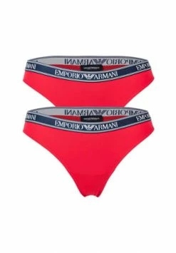 Großhandel ⭐ EMPORIO ARMANI Damen Brazilian Briefs, 2er Pack - Slips, Stretch Cotton, Einfarbig Rot 🎉