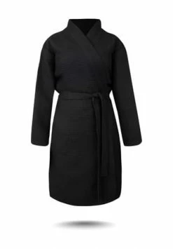 Budget 🧨 Normani® Damen Bademantel Mit Waffel-Piqué Kelin Schwarz ⌛
