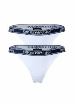 Großhandel ✨ EMPORIO ARMANI Damen String, 2er Pack - T-Thong, Stretch Cotton, Logo, Einfarbig Weiß 👏