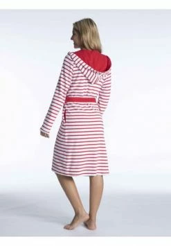 Auslauf ✨ TAUBERT Damen Kurz-Bademantel Mit Kapuze Aus Feinfrottier, Länge 100cm Yacht Red-White 🌟 -SCHIESSER SHOP unnamed file 587