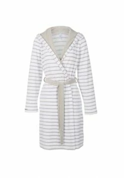 Am billigsten 😍 TAUBERT Damen Kurz-Bademantel Mit Kapuze Aus Feinfrottier, Länge 100cm Yacht Grey-White 👍