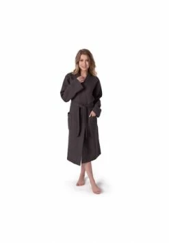 Alternative view of Bester Verkauf ???? MÖVE Bademantel Unisex Kimono Homewear Graphit - 843 Grau ⭐