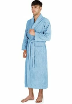Alternative view of Beste Bewertungen von ???? Normani® Unisex Baumwoll-Bademantel 450 G/m² Flee Hellblau ????